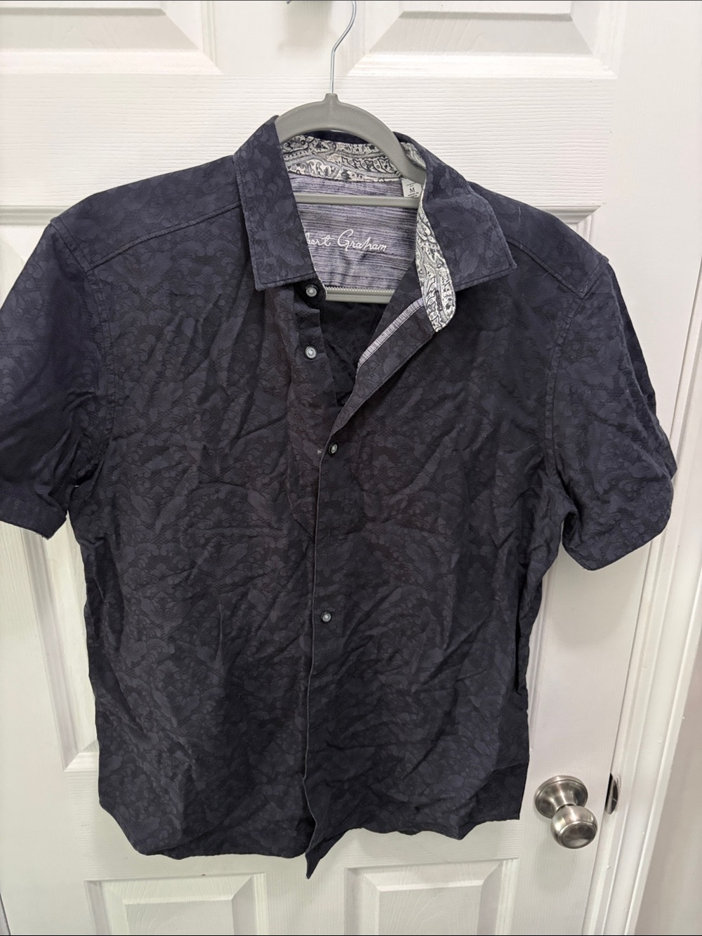 Robert Graham Navy Short-Sleeve Paisley Button-Down Shirt